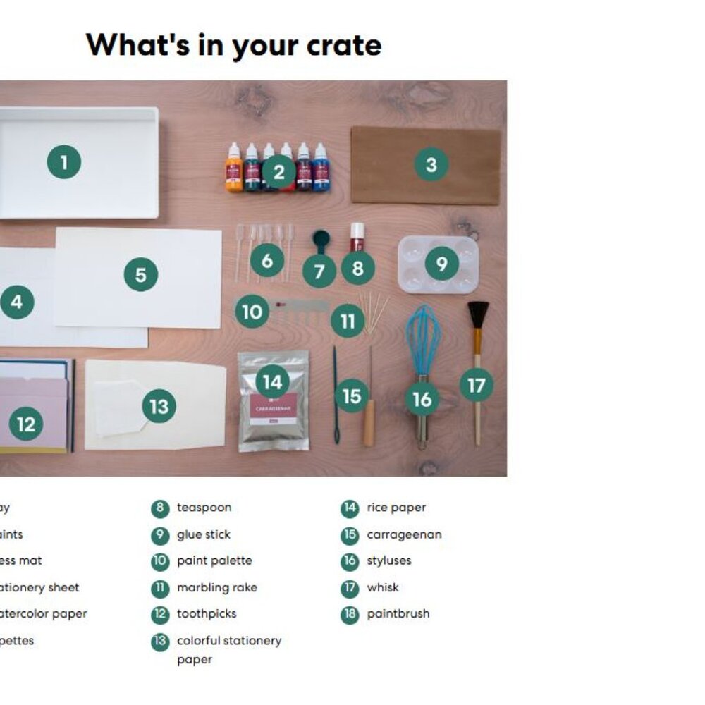 KiwiCo Makers Kit Maker's Marbling Tools and Paper Set with Paints